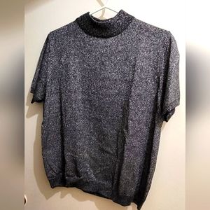 Premiere Collection, x large silver, and black mockneck turtleneck sweater